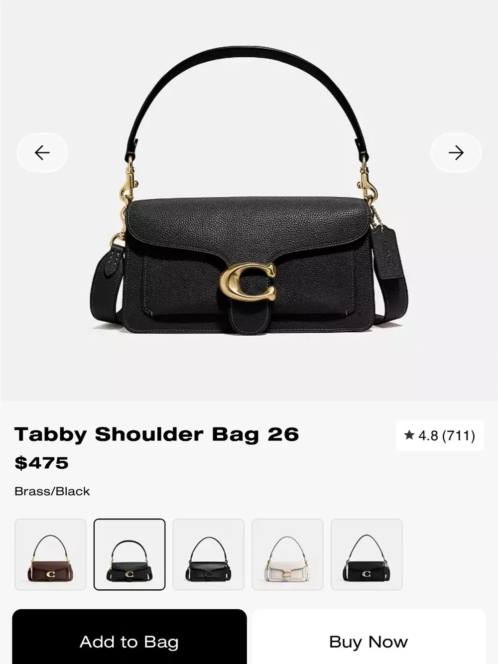 Coach Black Leather Shoulder Bag with Gold Hardware